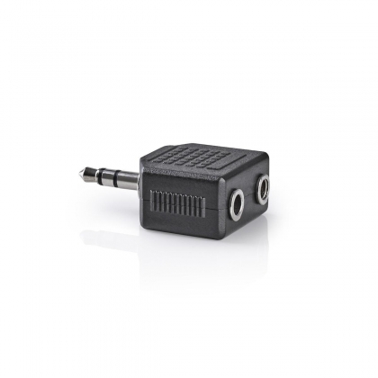 Stereo-Audioadapter | 3,5 mm Male | 2x 3,5 mm Female | Vernikkeld | Recht | ABS | Zwart | 1 Stuks | Doos