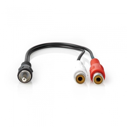 Subwoofer-Kabel | RCA Male | 2x RCA Female | Vernikkeld | 0.20 m | Rond | 5.0 x 2.5 mm | Zwart | Blister