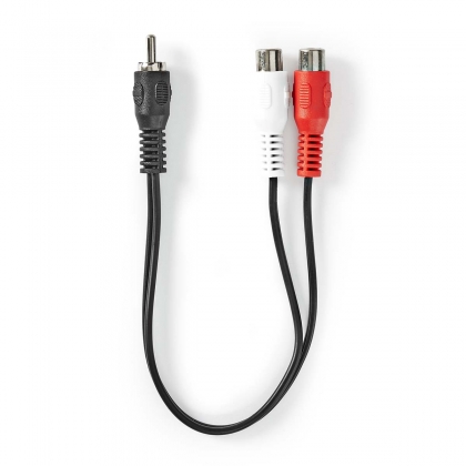 Subwoofer-Kabel | RCA Male | 2x RCA Female | Vernikkeld | 0.20 m | Rond | 5.0 x 2.5 mm | Zwart | Blister