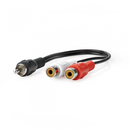 Subwoofer-Kabel | RCA Male | 2x RCA Female | Vernikkeld | 0.20 m | Rond | 5.0 x 2.5 mm | Zwart | Blister