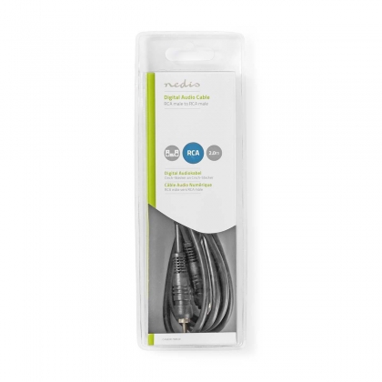 Digitale Audiokabel | RCA Male | RCA Male | Vernikkeld | 2.00 m | Rond | PVC | Zwart | Doos