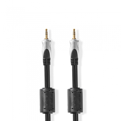 Stereo-Audiokabel | 3,5 mm Male | 3,5 mm Male | Verguld | 5.00 m | Rond | Antraciet | Clamshell