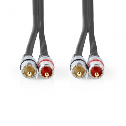 Stereo-Audiokabel | 2x RCA Male | 2x RCA Male | Verguld | 2.50 m | Rond | Antraciet | Doos