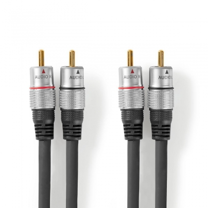 Stereo-Audiokabel | 2x RCA Male | 2x RCA Male | Verguld | 2.50 m | Rond | Antraciet | Doos