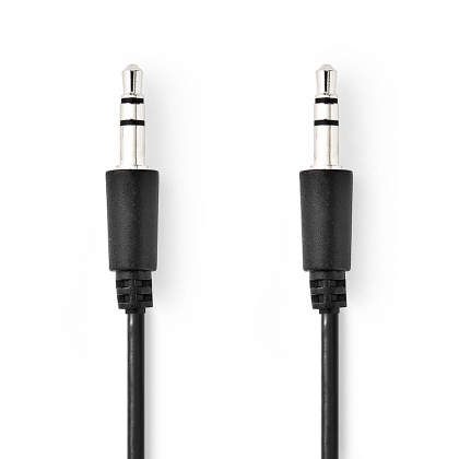 Stereo-Audiokabel | 3,5 mm Male | 3,5 mm Male | Vernikkeld | 1.00 m | Rond | Zwart | Label