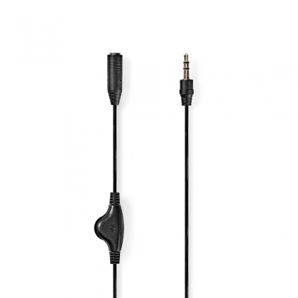 Stereo-Audiokabel | 3,5 mm Male | 3,5 mm Female | Vernikkeld | 1.00 m | Rond | Zwart | Label