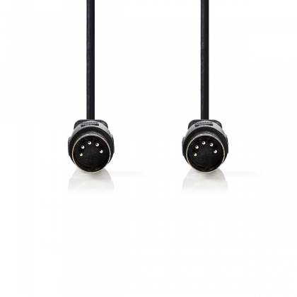 DIN-Audiokabel | DIN 5-Pins Male | DIN 5-Pins Male | Vernikkeld | 1.00 m | Rond | PVC | Zwart | Envelop