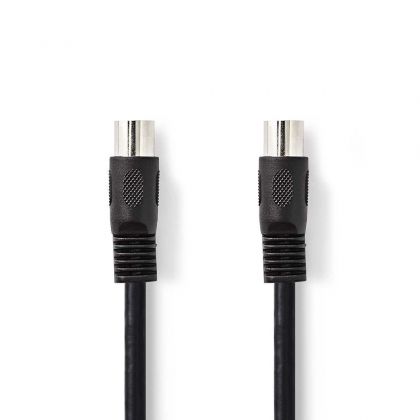 DIN-Audiokabel | DIN 5-Pins Male | DIN 5-Pins Male | Vernikkeld | 1.00 m | Rond | PVC | Zwart | Envelop