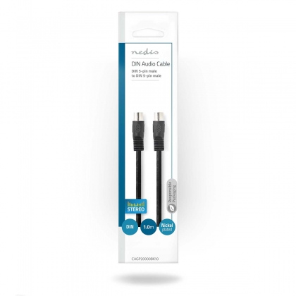 DIN-Audiokabel | DIN 5-Pins Male | DIN 5-Pins Male | Vernikkeld | 1.00 m | Rond | PVC | Zwart | Envelop