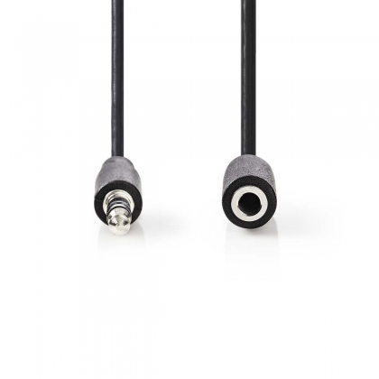 Stereo-Audiokabel | 3,5 mm Male | 3,5 mm Female | Vernikkeld | 10.0 m | Rond | Zwart | Envelop