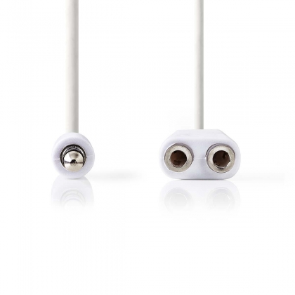 Stereo-Audiokabel | 3,5 mm Male | 2x 3,5 mm Female | Vernikkeld | 0.20 m | Rond | Wit | Envelop