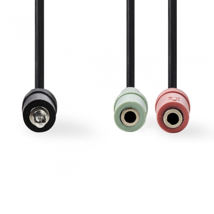 Stereo-Audiokabel | 3,5 mm Male | 2x 3,5 mm Female | Vernikkeld | 0.20 m | Rond | Polybag