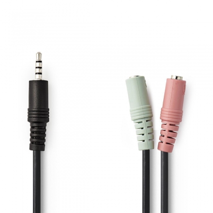 Stereo-Audiokabel | 3,5 mm Male | 2x 3,5 mm Female | Vernikkeld | 0.20 m | Rond | Polybag