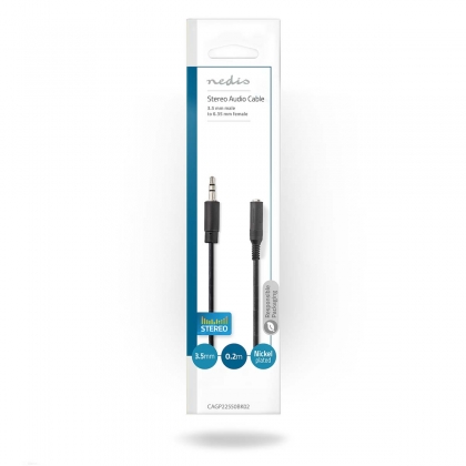 Stereo-Audiokabel | 3,5 mm Male | 6,35 mm Female | Vernikkeld | 0.20 m | Rond | Polybag