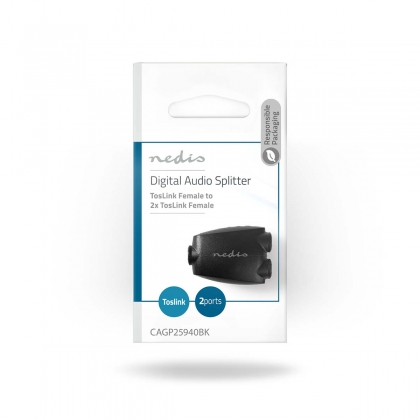 TosLink-Adapter | Toslink Female | 2x TosLink Female | Splitter | ABS | Zwart | 10 Stuks | Polybag