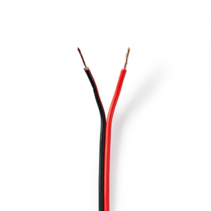 Speaker-Kabel | 2x 0.75 mm² | CCA | 100.0 m | Rond | PVC | Rood / Zwart | Folieverpakking