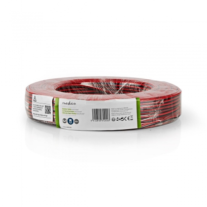 Speaker-Kabel | 2x 0.75 mm² | CCA | 100.0 m | Rond | PVC | Rood / Zwart | Folieverpakking