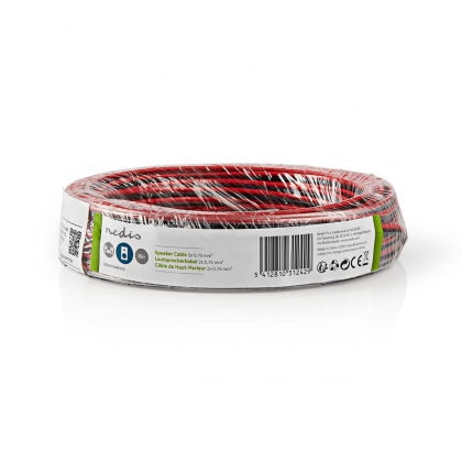 Speaker-Kabel | 2x 0.75 mm² | CCA | 25.0 m | Rond | PVC | Rood / Zwart | Folieverpakking