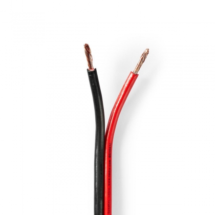 Speaker-Kabel | 2x 2.50 mm² | CCA | 100.0 m | Rond | PVC | Rood / Zwart | Folieverpakking