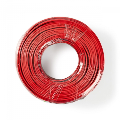 Speaker-Kabel | 2x 2.50 mm² | CCA | 100.0 m | Rond | PVC | Rood / Zwart | Folieverpakking