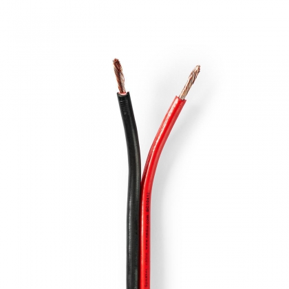 Speaker-Kabel | 2x 2.50 mm² | CCA | 25.0 m | Rond | PVC | Rood / Zwart | Folieverpakking