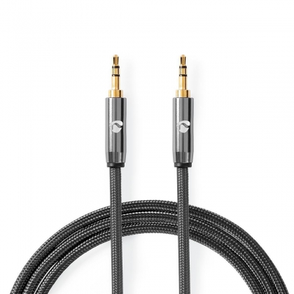 Stereo-Audiokabel | 3,5 mm Male | 3,5 mm Male | Verguld | 1.00 m | Rond | Antraciet / Gun Metal Grijs | Cover Window Box