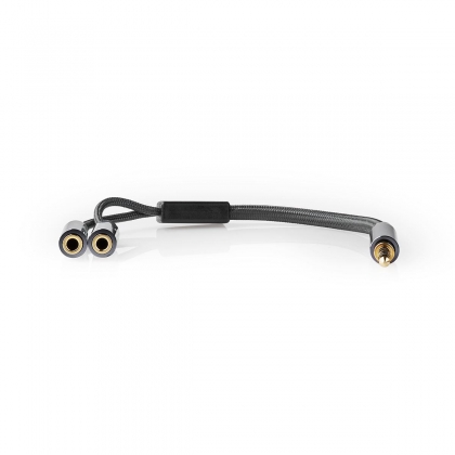 Stereo-Audiokabel | 3,5 mm Male | 2x 3,5 mm Female | Verguld | 0.20 m | Rond | Grijs / Gun Metal Grijs | Cover Window Box