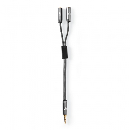 Stereo-Audiokabel | 3,5 mm Male | 2x 3,5 mm Female | Verguld | 0.20 m | Rond | Grijs / Gun Metal Grijs | Cover Window Box