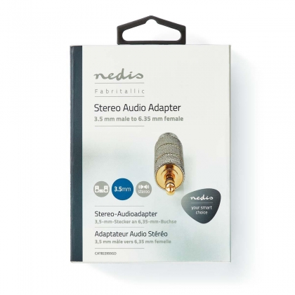 Stereo-Audioadapter | 3,5 mm Male | 6,35 mm Female | Verguld | Recht | Metaal | Goud / Metaal | 1 Stuks | Cover Window Box