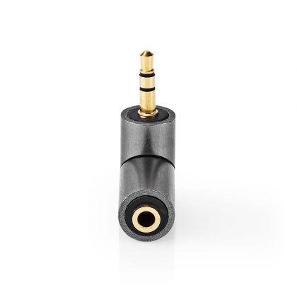 Stereo-Audioadapter | 3,5 mm Male | 3,5 mm Female | Verguld | Recht | Metaal | Goud / Gun Metal Grijs | 1 Stuks | Cover Window Box