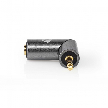 Stereo-Audioadapter | 3,5 mm Male | 3,5 mm Female | Verguld | Recht | Metaal | Goud / Gun Metal Grijs | 1 Stuks | Cover Window Box