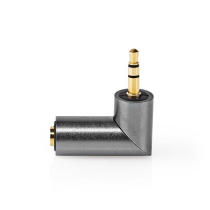 Stereo-Audioadapter | 3,5 mm Male | 3,5 mm Female | Verguld | Recht | Metaal | Goud / Gun Metal Grijs | 1 Stuks | Cover Window Box