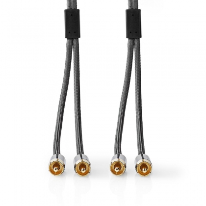 Stereo-Audiokabel | 2x RCA Male | 2x RCA Male | Verguld | 2.00 m | Rond | Grijs / Gun Metal Grijs | Cover Window Box