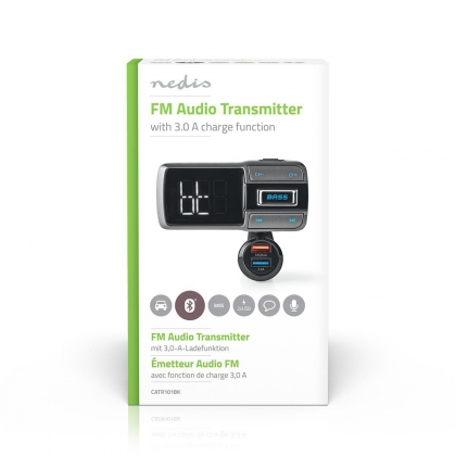FM-Audiotransmitter voor Auto | Zwanenhals | Handsfree bellen | 2.0 " | LED-Scherm | Bluetooth® | QC 3.0 / 5.0 V DC / 2.4 A | Snelladen | Bass boost | Google Assistant / Siri | Grijs / Zwart