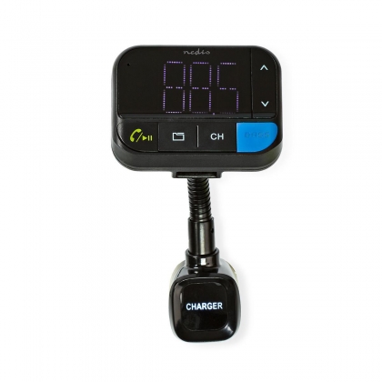 FM-Audiotransmitter voor Auto | Zwanenhals | Handsfree bellen | 1.5 " | LED-Scherm | Bluetooth® | 5.0 V DC / 1.0 A / 5.0 V DC / 2.4 A | Bass boost | Google Assistant / Siri | Zwart