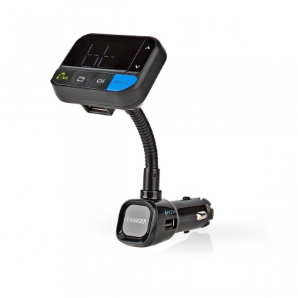 FM-Audiotransmitter voor Auto | Zwanenhals | Handsfree bellen | 1.5 " | LED-Scherm | Bluetooth® | 5.0 V DC / 1.0 A / 5.0 V DC / 2.4 A | Bass boost | Google Assistant / Siri | Zwart