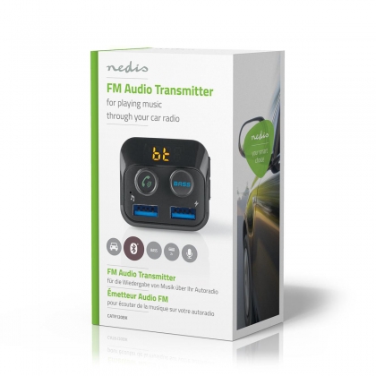 FM-Audiotransmitter voor Auto | Gefixeerd | Handsfree bellen | 1.0 " | LED-Scherm | Bluetooth® | 5.0 V DC / 1.0 A / 5.0 V DC / 2.4 A | Bass boost | Google Assistant / Siri | Zwart