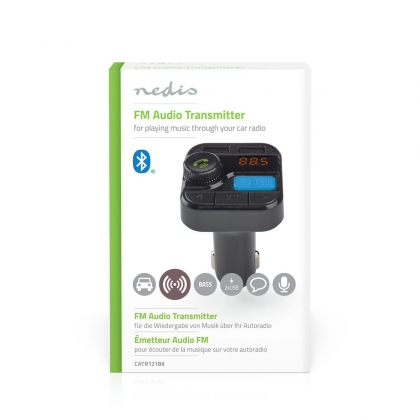 FM-Audiotransmitter voor Auto | Gefixeerd | Handsfree bellen | 0.8 " | LED-Scherm | Bluetooth® | 5.0 V DC / 1.0 A / 5.0 V DC / 2.4 A | Bass boost | Google Assistant / Siri | Zwart