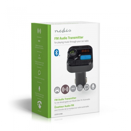 FM-Audiotransmitter voor Auto | Gefixeerd | Handsfree bellen | 0.8 " | LED-Scherm | Bluetooth® | 5.0 V DC / 1.0 A / 5.0 V DC / 2.4 A | Bass boost | Google Assistant / Siri | Zwart