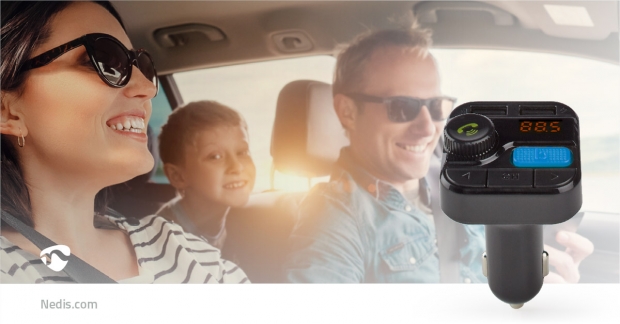 FM-Audiotransmitter voor Auto | Gefixeerd | Handsfree bellen | 0.8 " | LED-Scherm | Bluetooth® | 5.0 V DC / 1.0 A / 5.0 V DC / 2.4 A | Bass boost | Google Assistant / Siri | Zwart