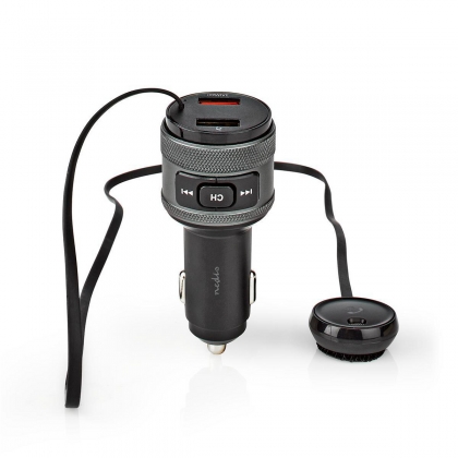 FM-Audiotransmitter voor Auto | Gefixeerd | Handsfree bellen | 0.8 " | LED-Scherm | Bluetooth® | QC 3.0 / 5.0 V DC / 1.0 A | Snelladen | Google Assistant / Siri | Zwart