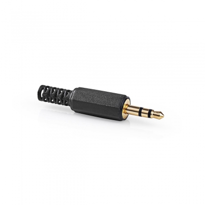3,5 mm Audioconnector | Recht | Male | Verguld | Solderen | Diameter kabelinvoer: 4.0 mm | Polyvinylchloride (PVC) | Goud / Zwart | 25 Stuks | Envelop