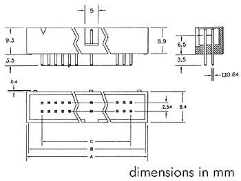 BOX HEADER 2.54mm RECHT - 14 PENNEN