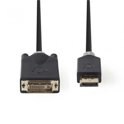 DisplayPort-Kabel | DisplayPort Male | DVI-D 24+1-Pins Male | 1080p | Verguld | 2.00 m | Rond | PVC | Antraciet | Polybag