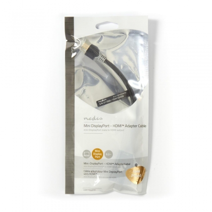 Mini DisplayPort-Kabel | DisplayPort 1.2 | Mini-DisplayPort Male | HDMI™ Output | 21.6 Gbps | Verguld | 0.20 m | Rond | PVC | Antraciet | Polybag
