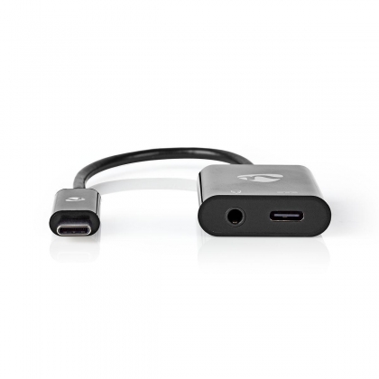 USB Multi-Port Adapter | USB 3.1 | USB-C™ Male | USB-C™ Female / 3,5 mm Female | 0.15 m | Rond | Verguld / Vernikkeld | PVC | Zwart | Polybag