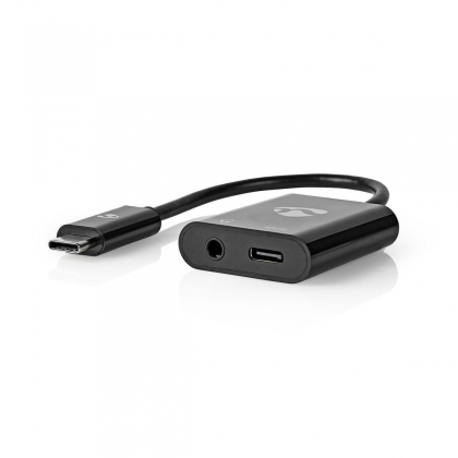 USB Multi-Port Adapter | USB 3.1 | USB-C™ Male | USB-C™ Female / 3,5 mm Female | 0.15 m | Rond | Verguld / Vernikkeld | PVC | Zwart | Polybag