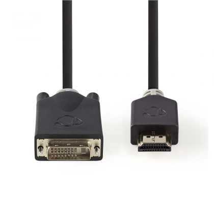 HDMI™ Kabel | HDMI™ Connector | DVI-D 24+1-Pins Male | 1080p | Verguld | 2.00 m | Recht | PVC | Antraciet | Window Box met Euro Lock