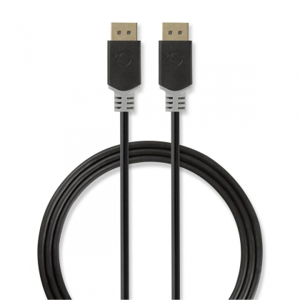 DisplayPort-Kabel | DisplayPort Male | DisplayPort Male | 8K@60Hz | Verguld | 2.00 m | Rond | PVC | Antraciet / Grijs | Doos