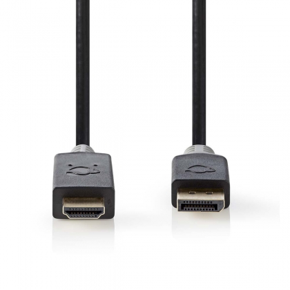 DisplayPort-Kabel | DisplayPort Male | HDMI™ Connector | 4K@30Hz | Verguld | 2.00 m | Rond | PVC | Antraciet | Doos